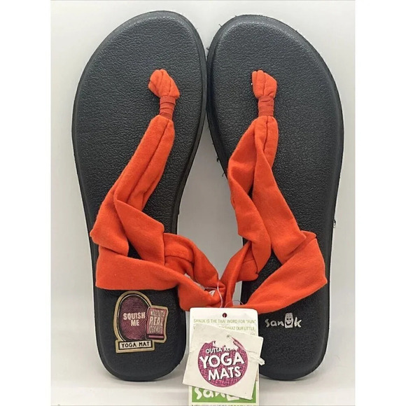 NWT New SANUK Yoga Triangle Dress Sandals US sz 7 / Euro 38 Flame Orange Fabric - Picture 1 of 7